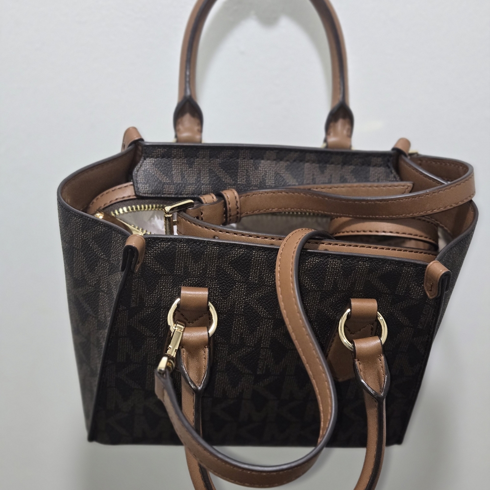 Michael Kors Dark Brown Satchel with Tan Accents - Picture 3 of 3